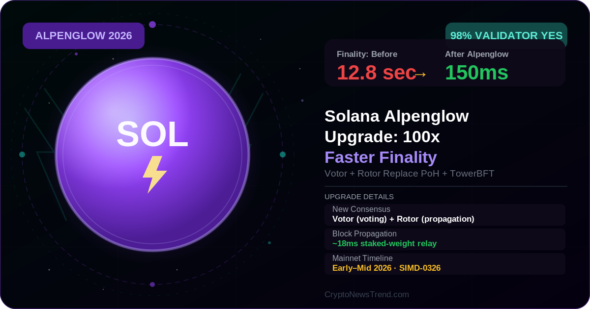 Solana Alpenglow Upgrade: 12 Seconds to 150ms 100x Faster Finality